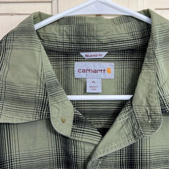 Carhartt mens size XL green & black plaid short sleeve shirt - Picture 2 of 2